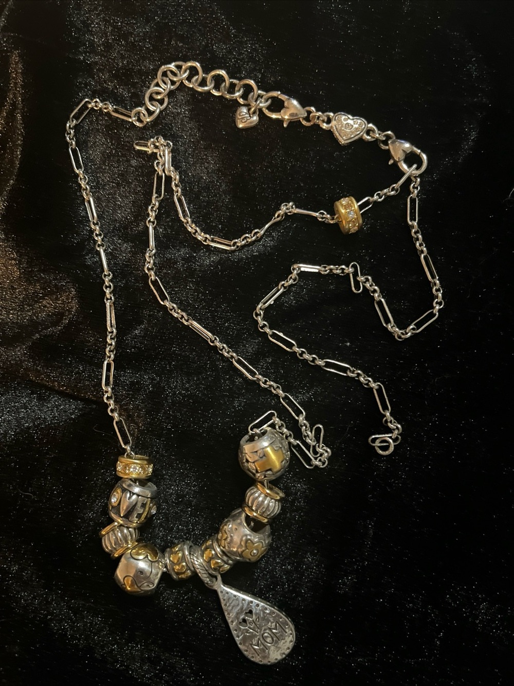 Brighton Two-Tone Silver & Gold Charm Necklace with MOM Teardrop - Picture 3 of 7